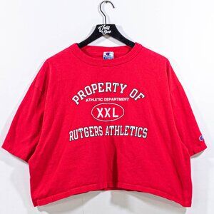 Property of Rutgers University Athletics Cropped T-Shirt Champion XL VTG 90s